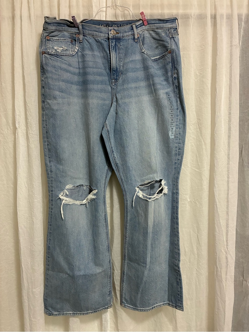 American Eagle Outfitters Light Blue Straight Leg Distressed Jeans